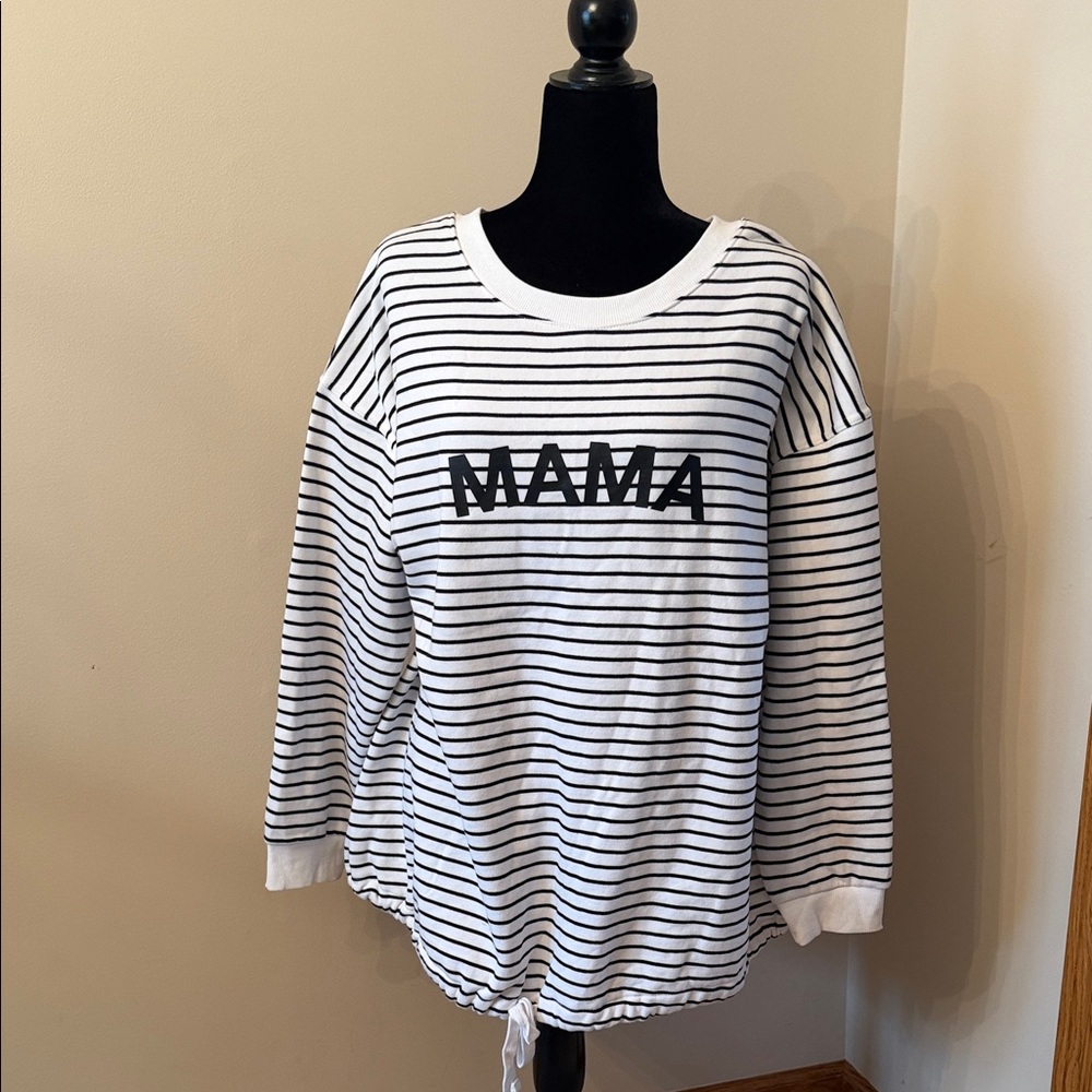 Isabel Maternity by Ingrid & Isabel Striped Mama Sweatshirt - Black & White